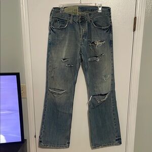 Hollister Bootcut Blue Jeans with Authentic Distressing